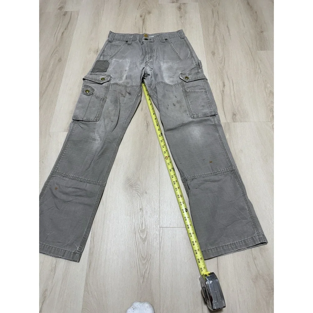 Carhartt Men's Cargo Double Knee Pants 31x32 B342-DES Light Grey Cargo Ripstop